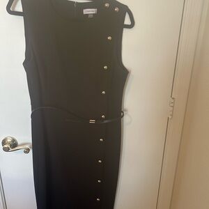 Calvin Klein Black Sleeveless Sheath Midi Dress
